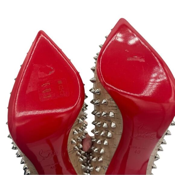 NEW Christian Louboutin Follies Spikes 100 Liege Pepite Silver Size 40 / 10 - Picture 10 of 13